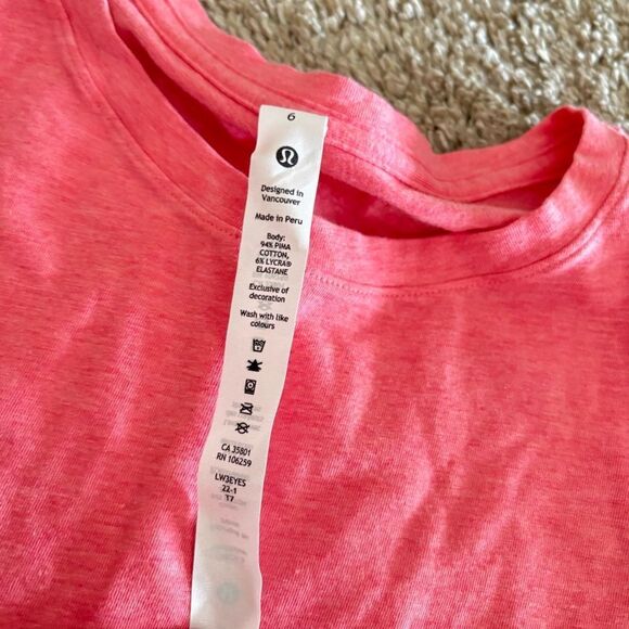 Lululemon Coral Tshirt size 6 - Picture 4 of 6